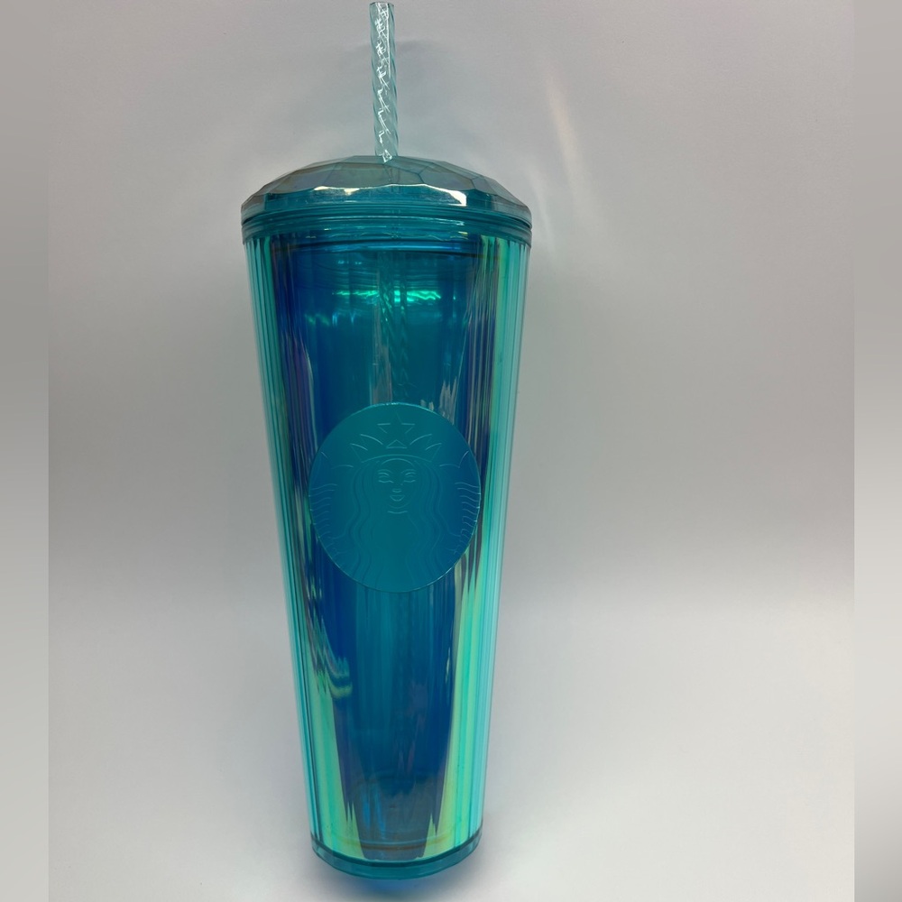 Starbucks 2021 Kaleidoscope Turquoise Prism Teal Diamond Tumbler Cold Cup 24oz